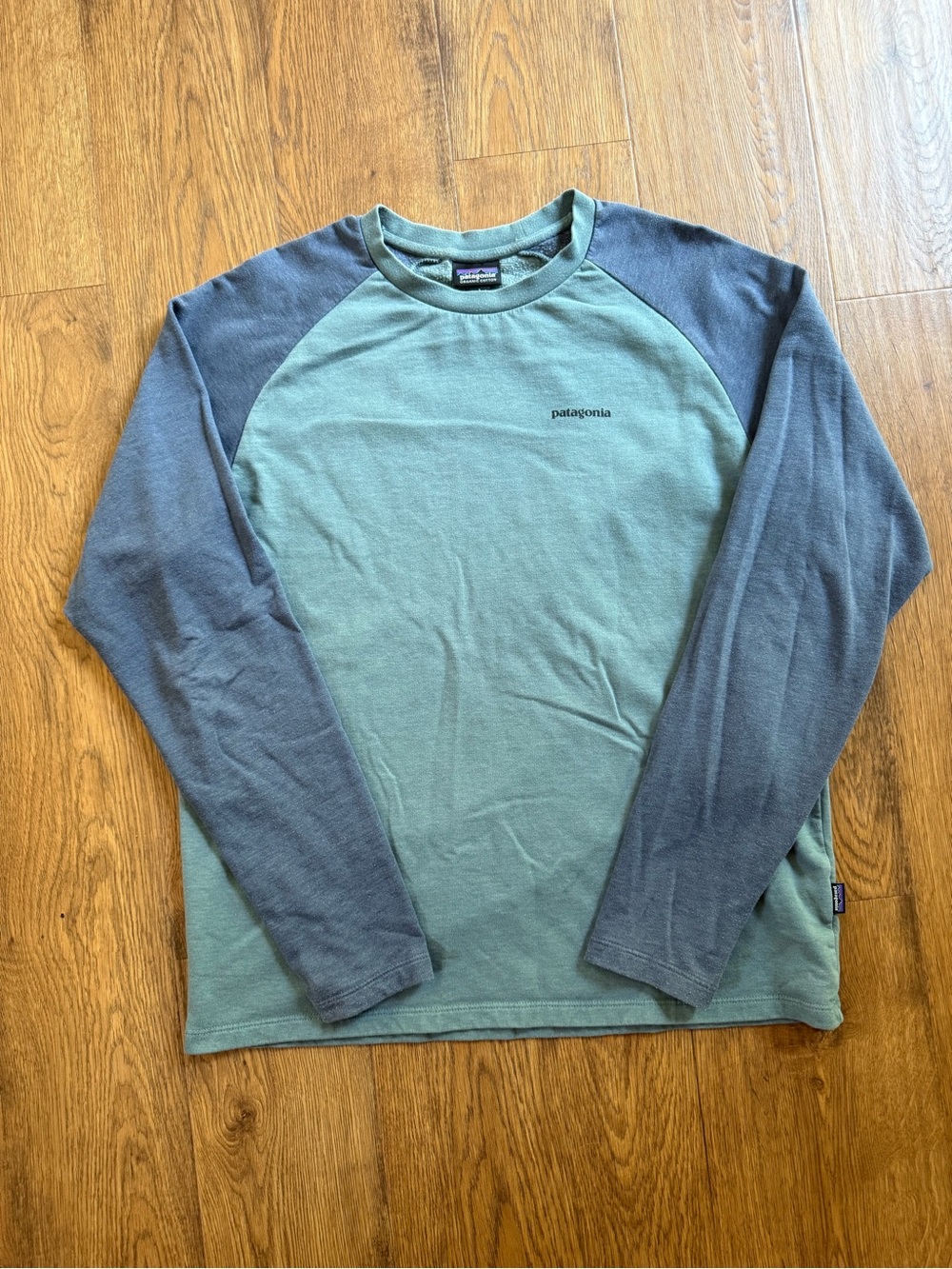 Patagonia P-6 Logo Lightweight Crew Sweatshirt Organic Cotton Men's Large Blue